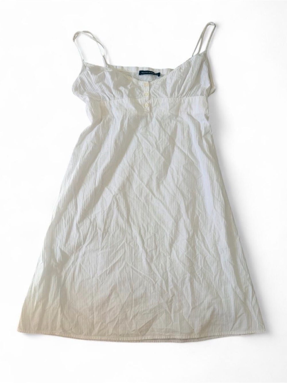 Brandy Melville White Striped Button-Front Slip Dress